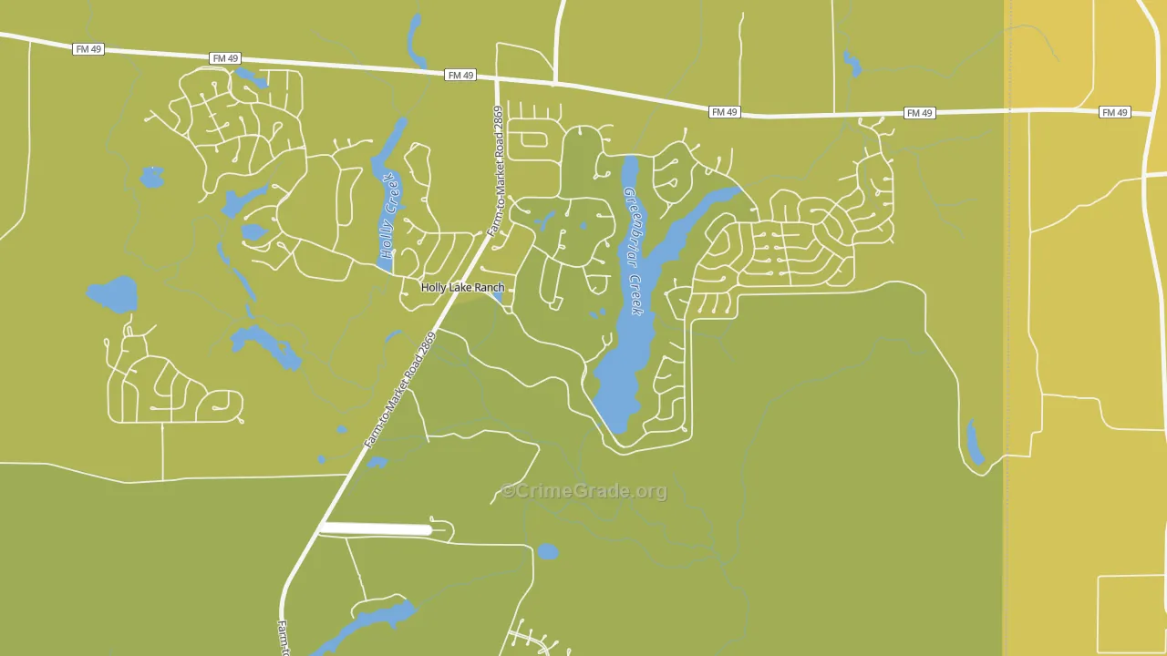 Holly Lake Ranch, TX Map of Theft Rates