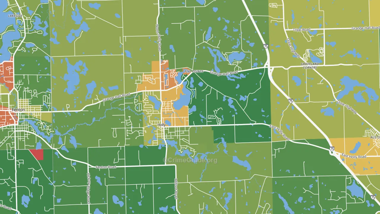 Holly, MI Map of Theft Rates