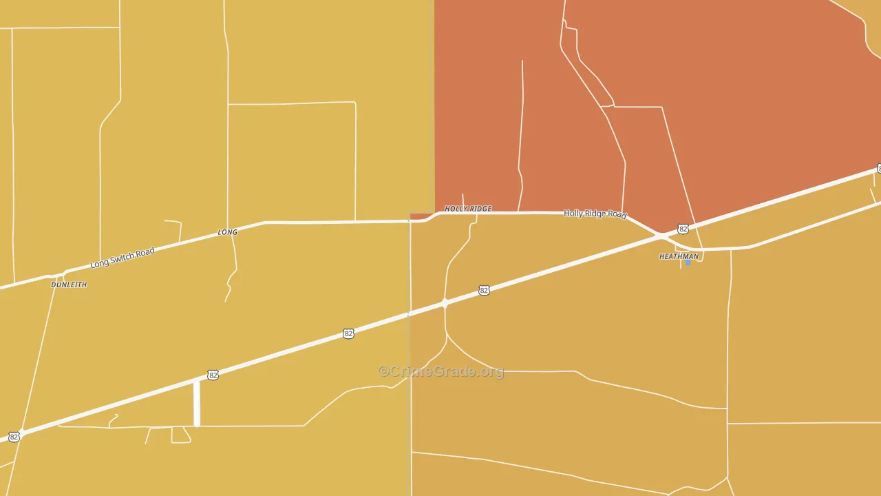 Holly Ridge, MS Map of Theft Rates