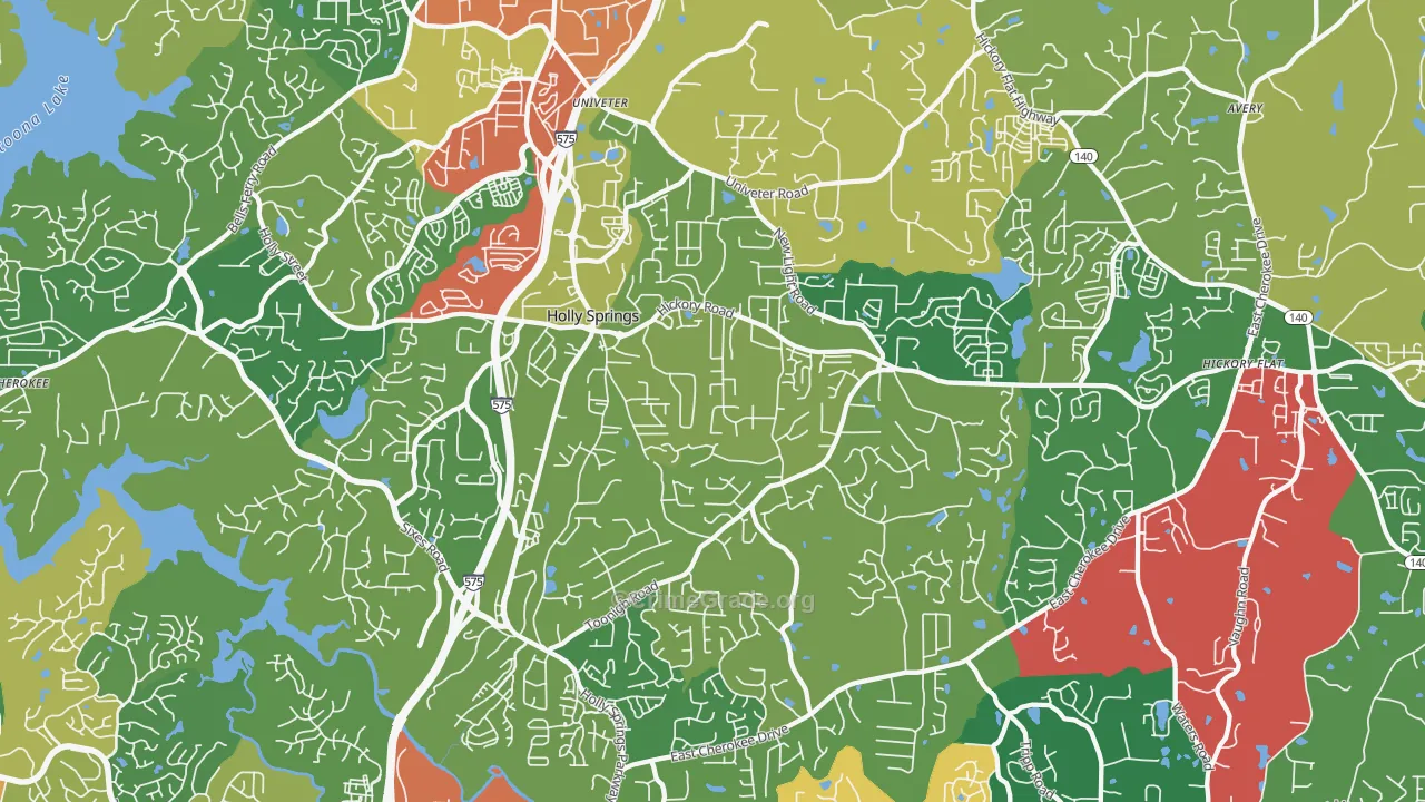 Holly Springs, GA Map of Theft Rates