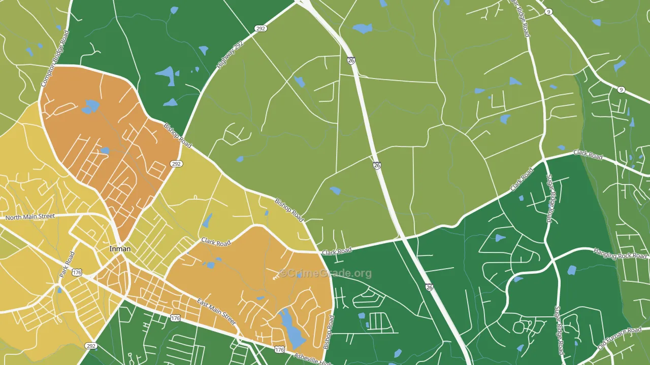 Holly Springs, SC Map of Theft Rates
