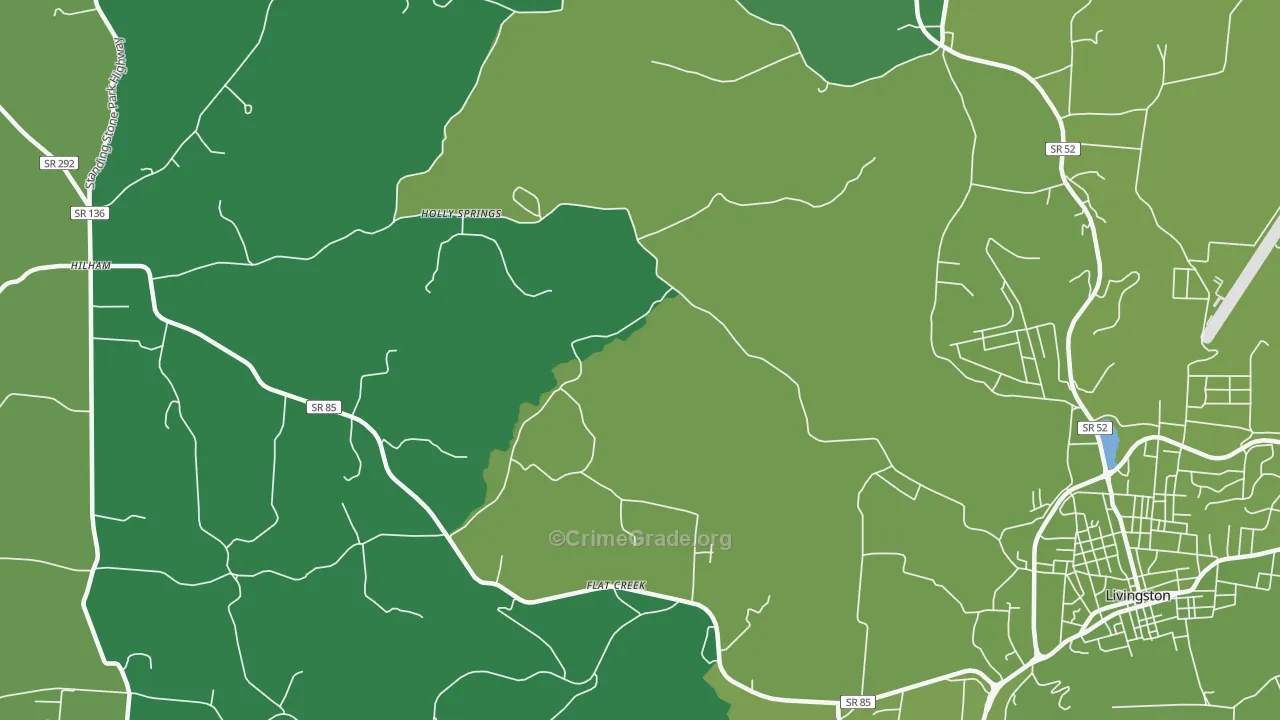 Holly Springs, TN Map of Theft Rates