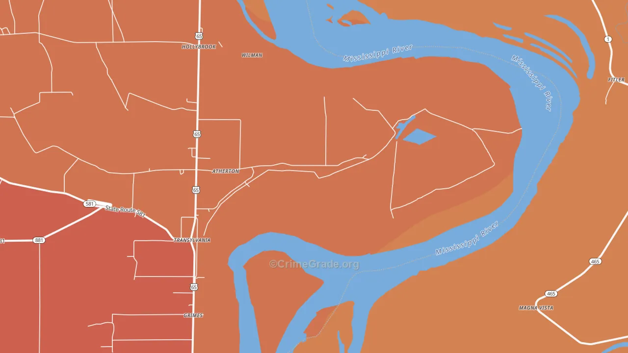 Hollybrook, LA Map of Theft Rates