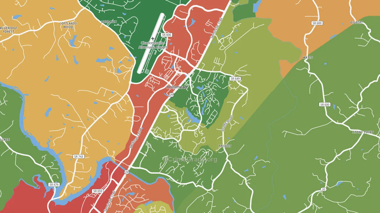 Hollymead, VA Map of Theft Rates