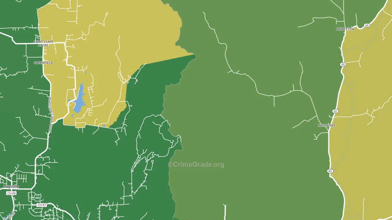 Hollytree, AL Map of Theft Rates
