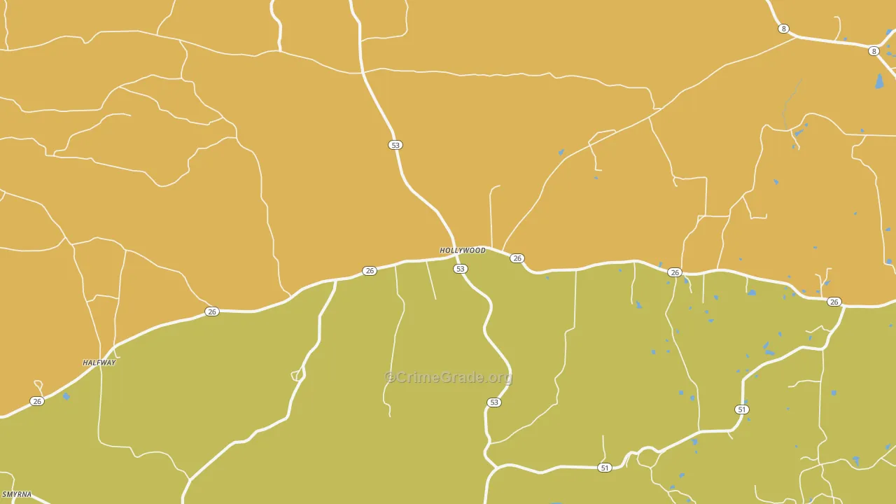 Hollywood, AR Map of Theft Rates