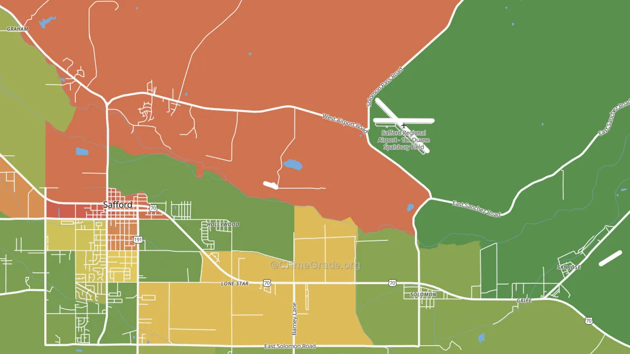 Hollywood, AZ Map of Theft Rates