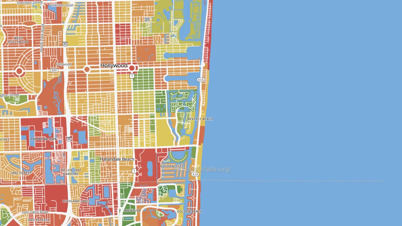 Hollywood Beach-Quadoman, Hollywood, FL Map of Theft Rates