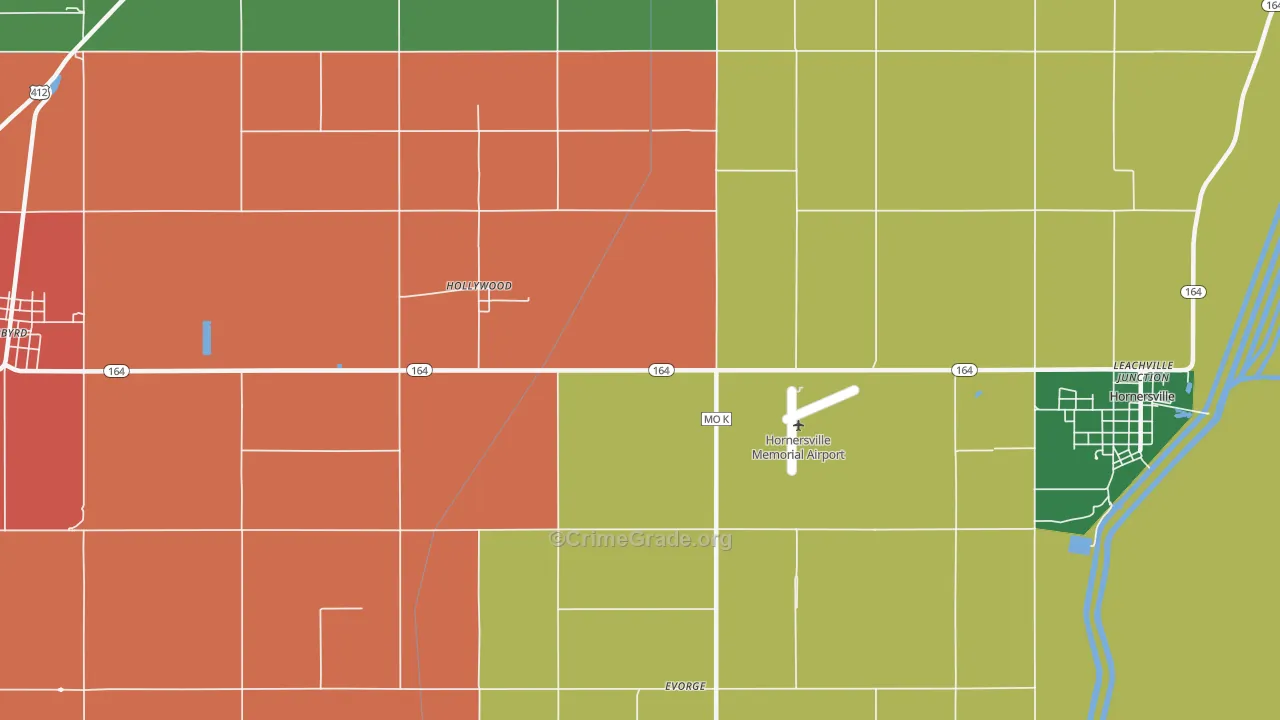 Hollywood, MO Map of Theft Rates
