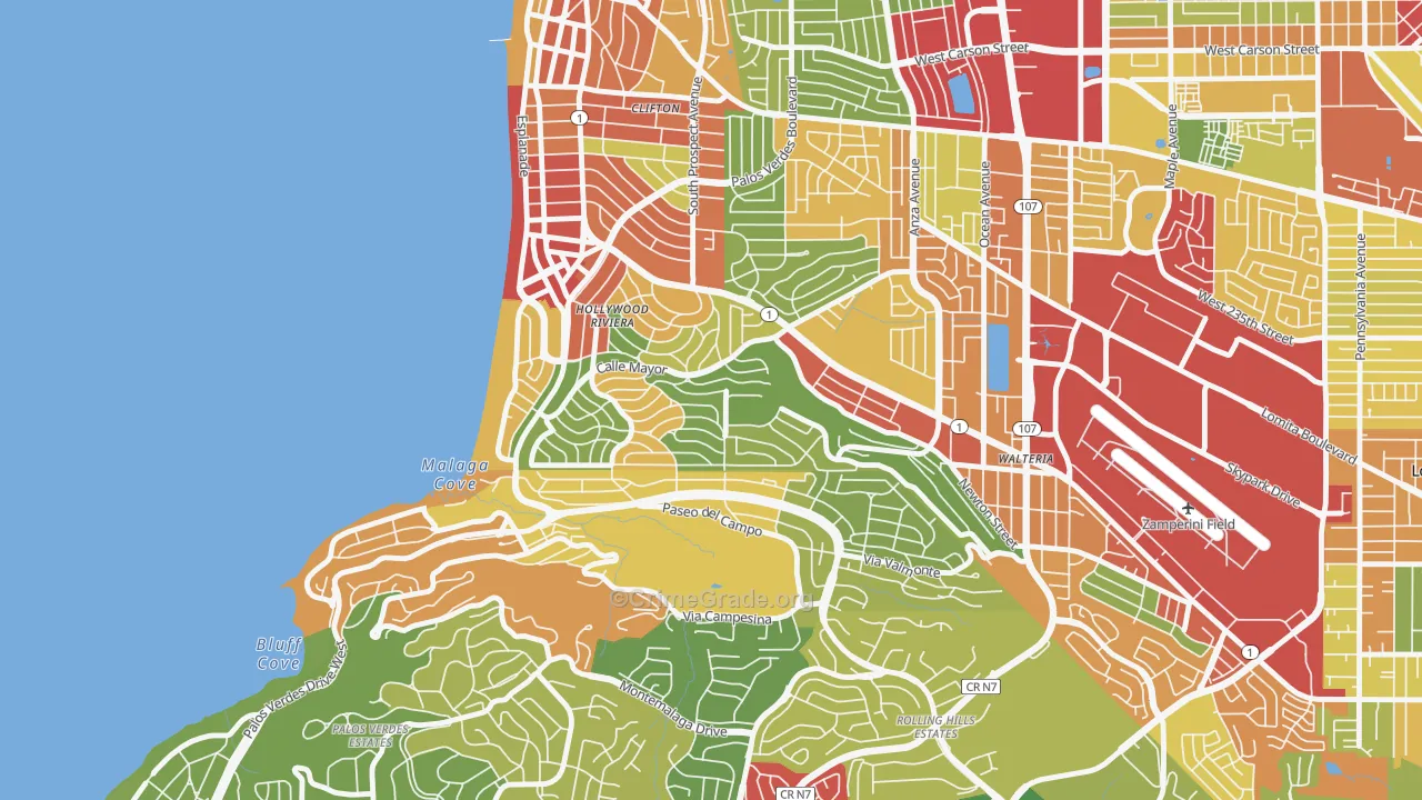 Hollywood Riviera, Redondo Beach, CA Map of Theft Rates