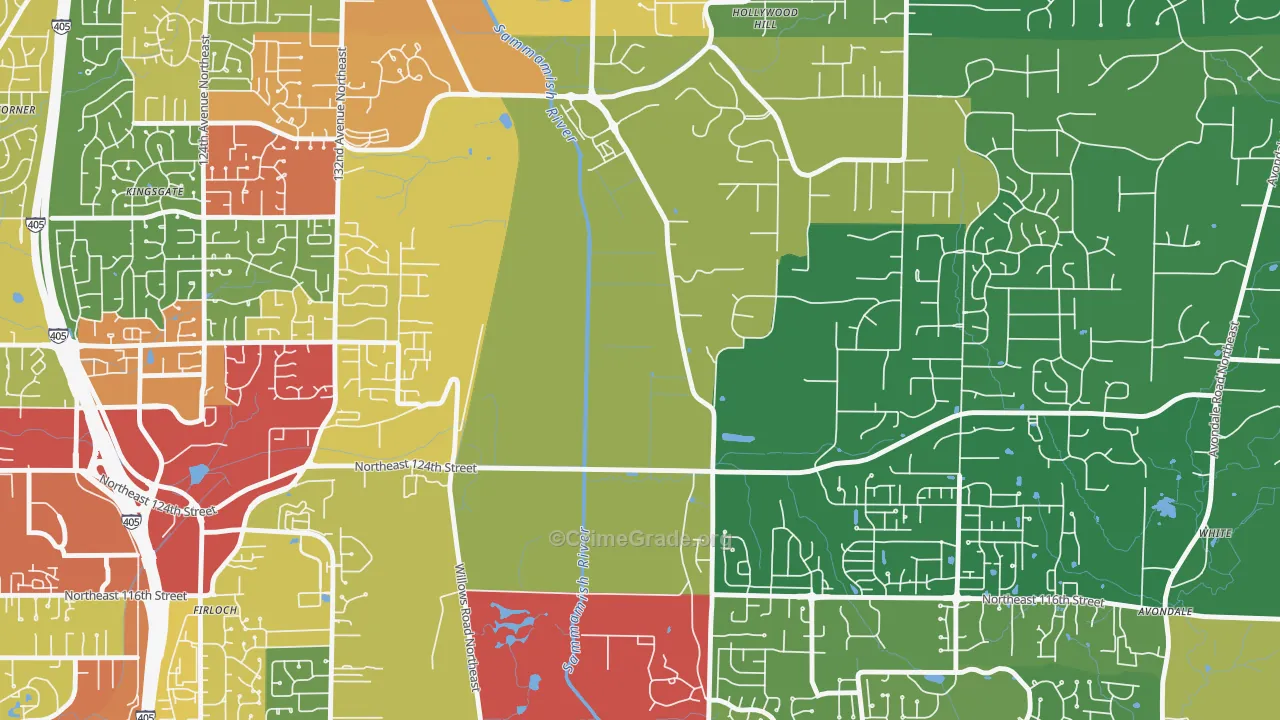 Hollywood, WA Map of Theft Rates