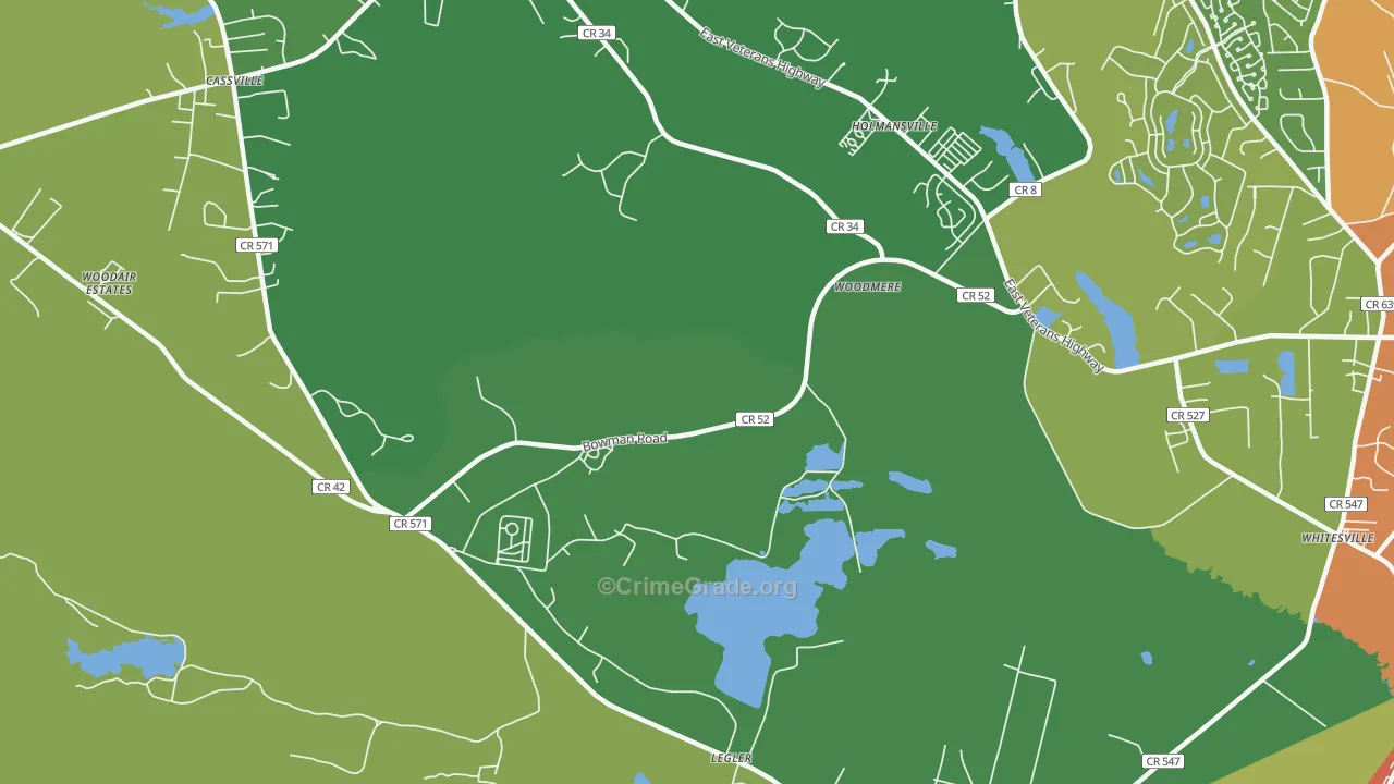Holmansville, NJ Map of Theft Rates