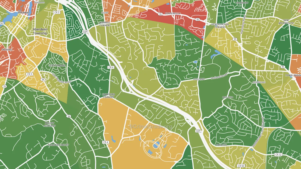 Holmdel, NJ Map of Theft Rates