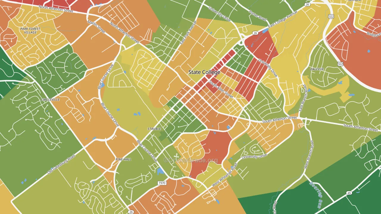 Holmes-Foster Historic District, State College, PA Map of Theft Rates