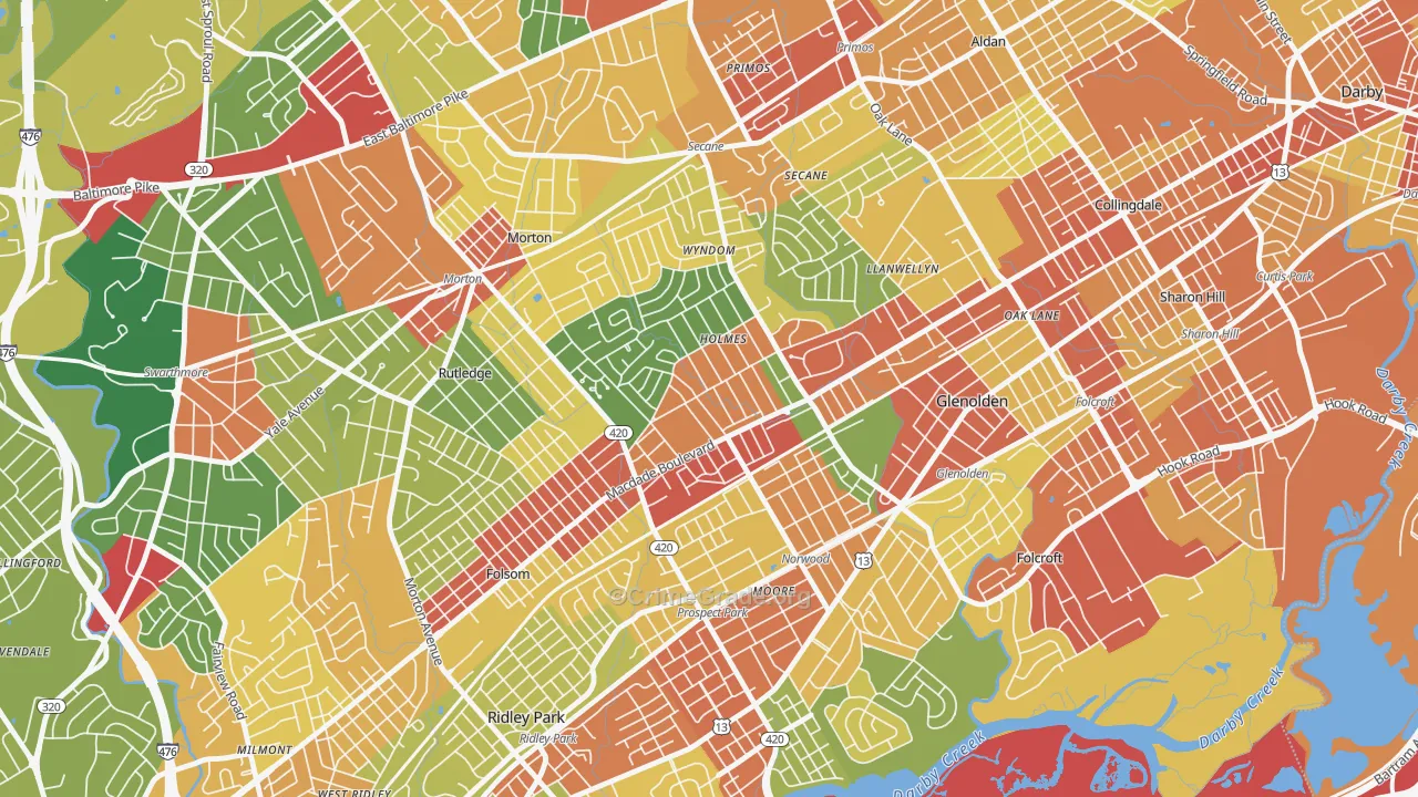 Holmes, PA Map of Theft Rates