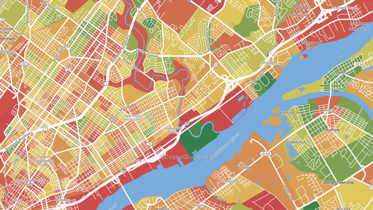 Holmesburg, Philadelphia, PA Map of Theft Rates