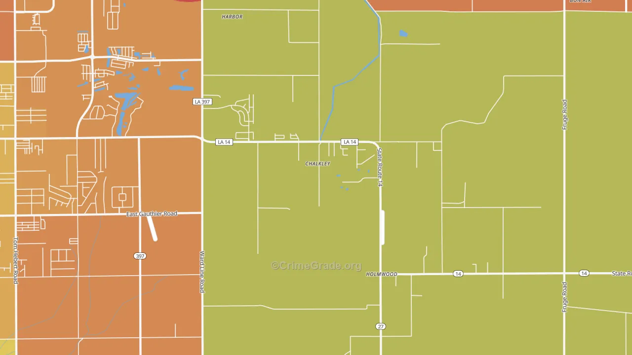 Holmwood, LA Map of Theft Rates