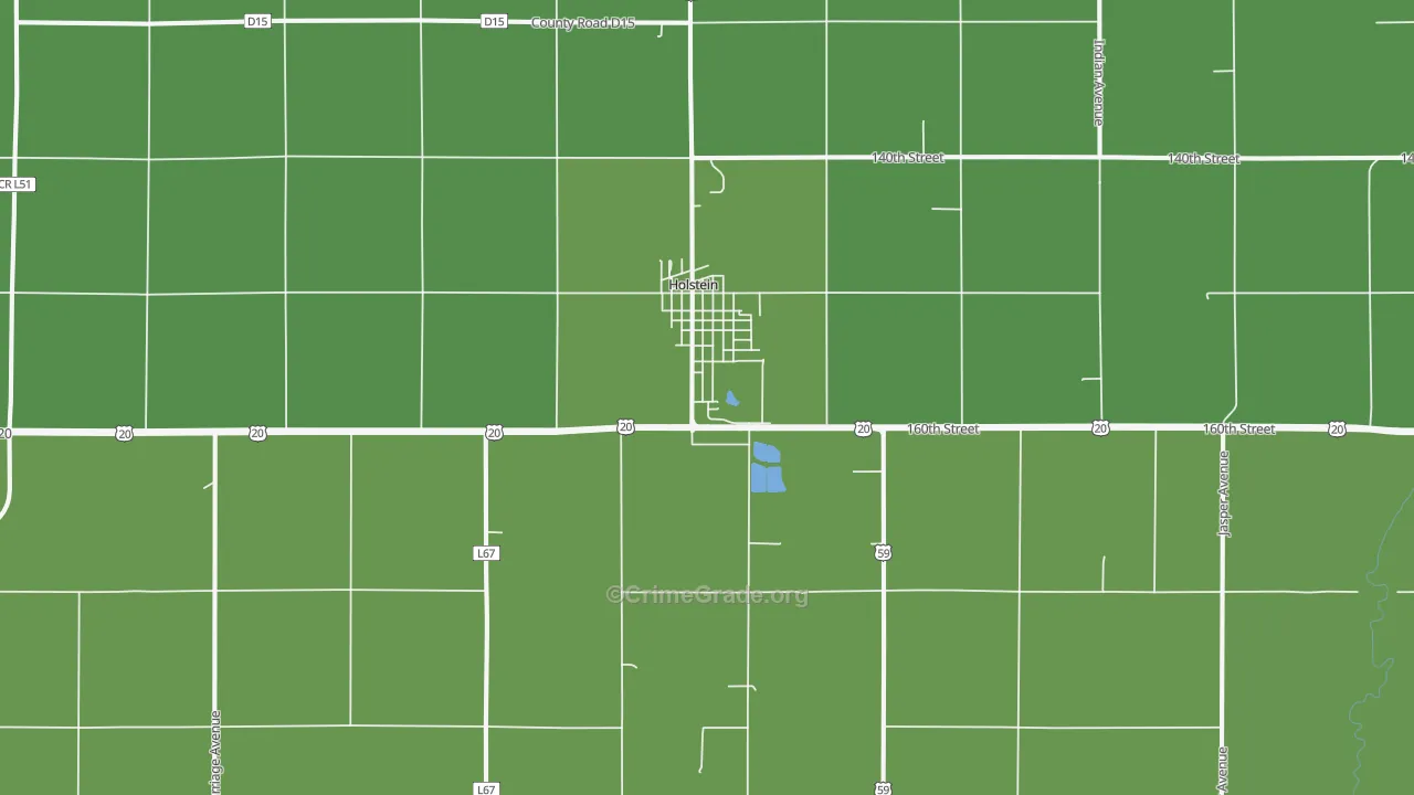 Holstein, IA Map of Theft Rates