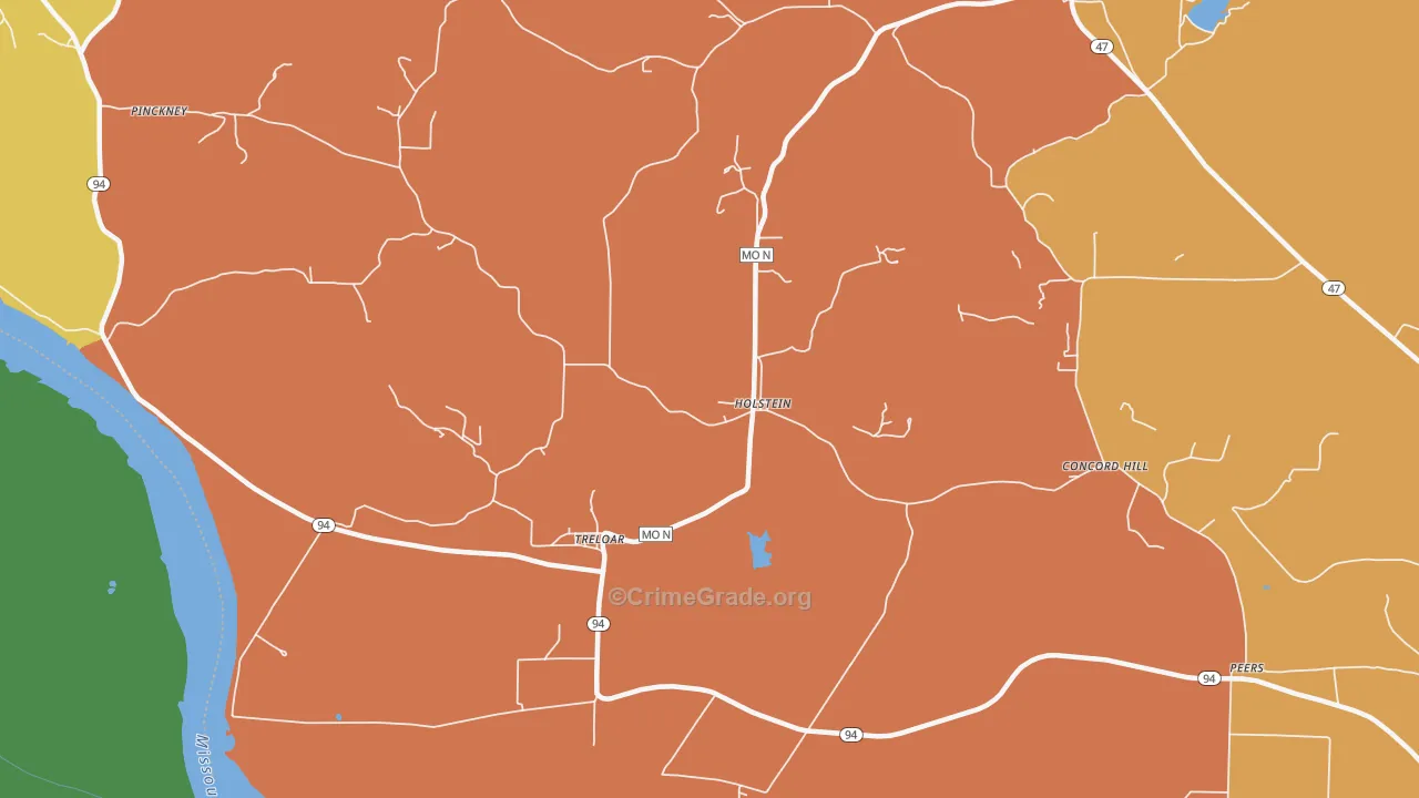 Holstein, MO Map of Theft Rates
