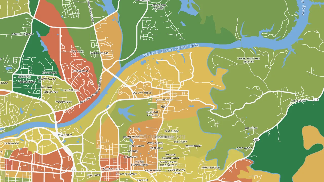 Holt, AL Map of Theft Rates