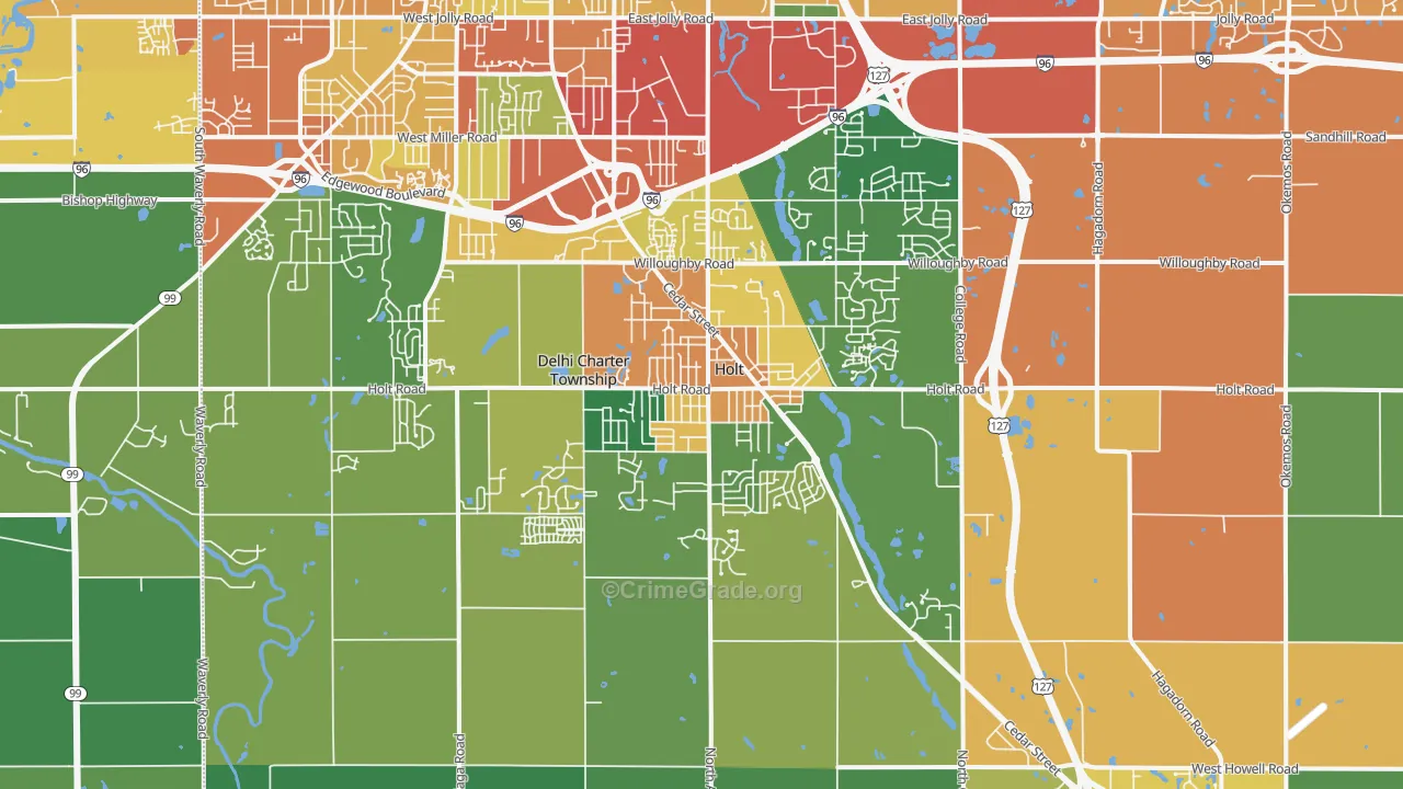 Holt, MI Map of Theft Rates