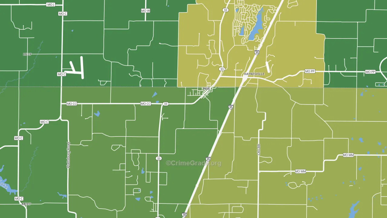 Holt, MO Map of Theft Rates