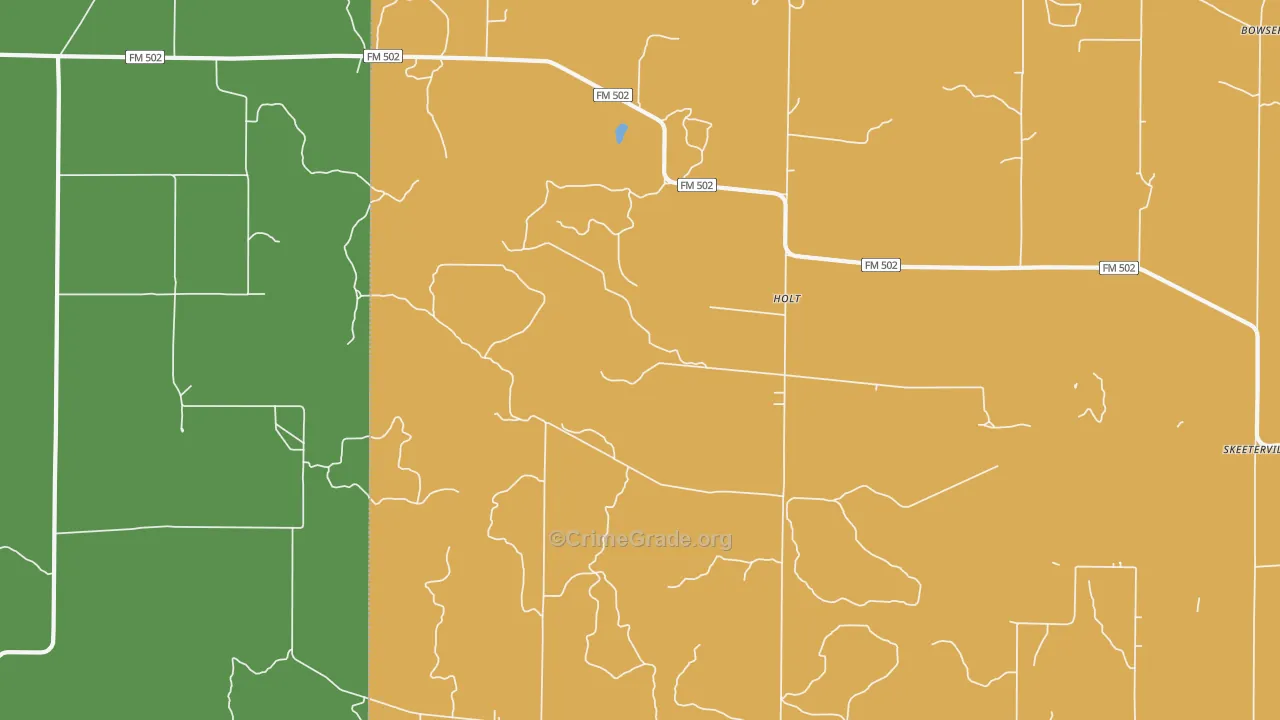 Holt, TX Map of Theft Rates
