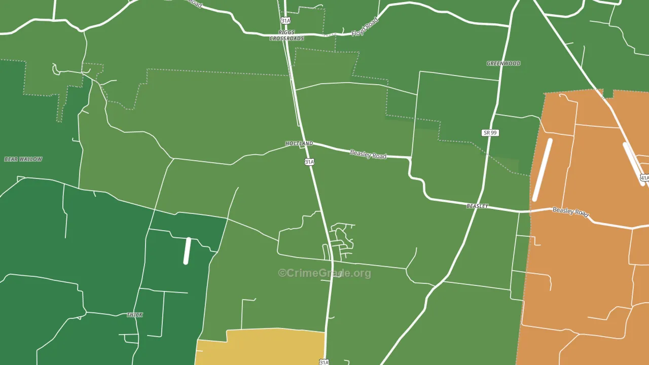 Holts Corner, TN Map of Theft Rates