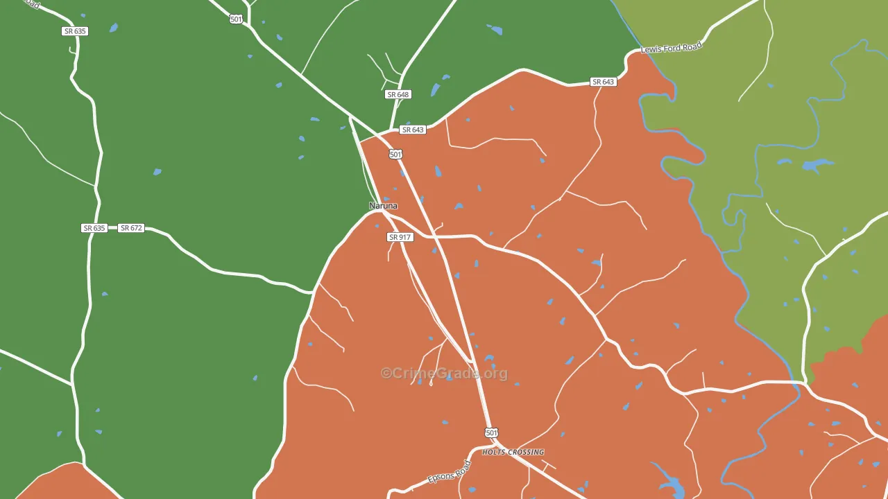 Holts Crossing, VA Map of Theft Rates
