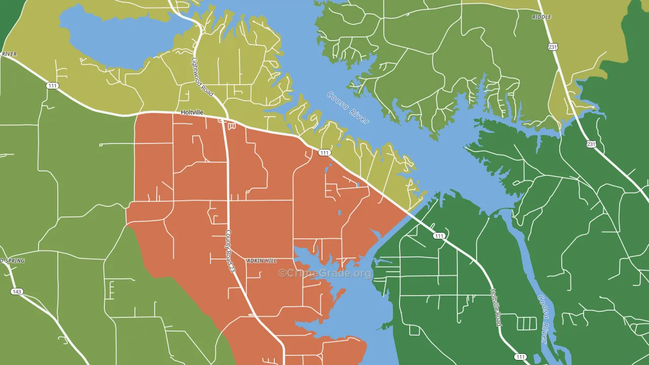 Holtville, AL Map of Theft Rates