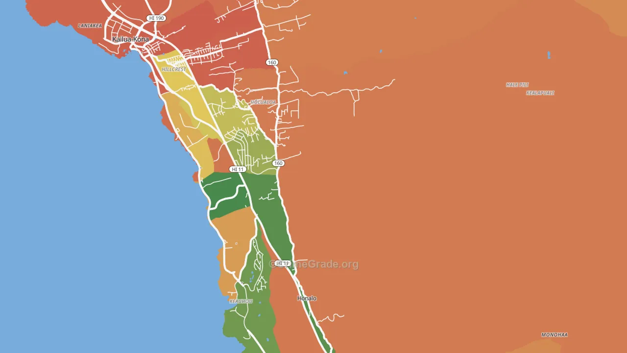 Holualoa, Kailua-Kona, HI Map of Theft Rates