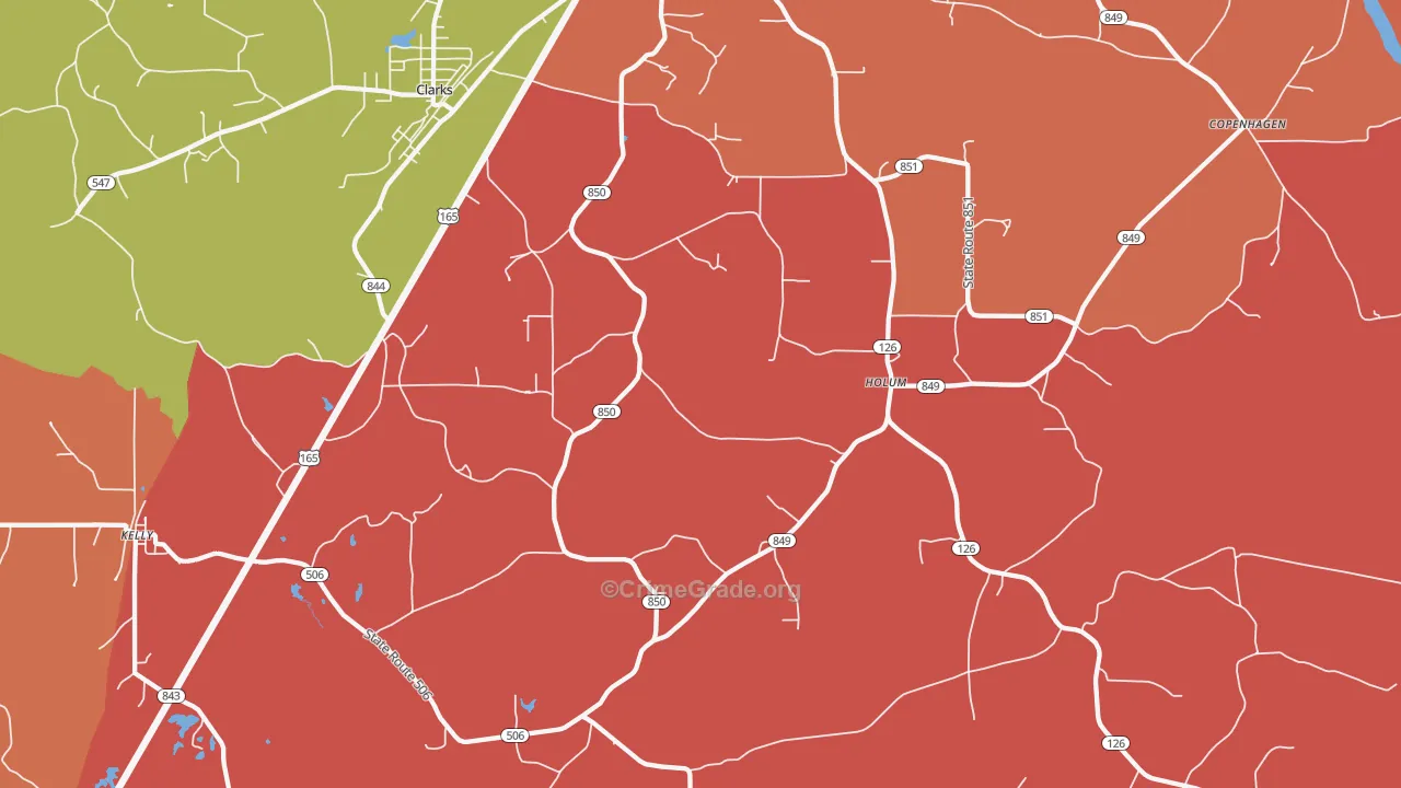 Holum, LA Map of Theft Rates
