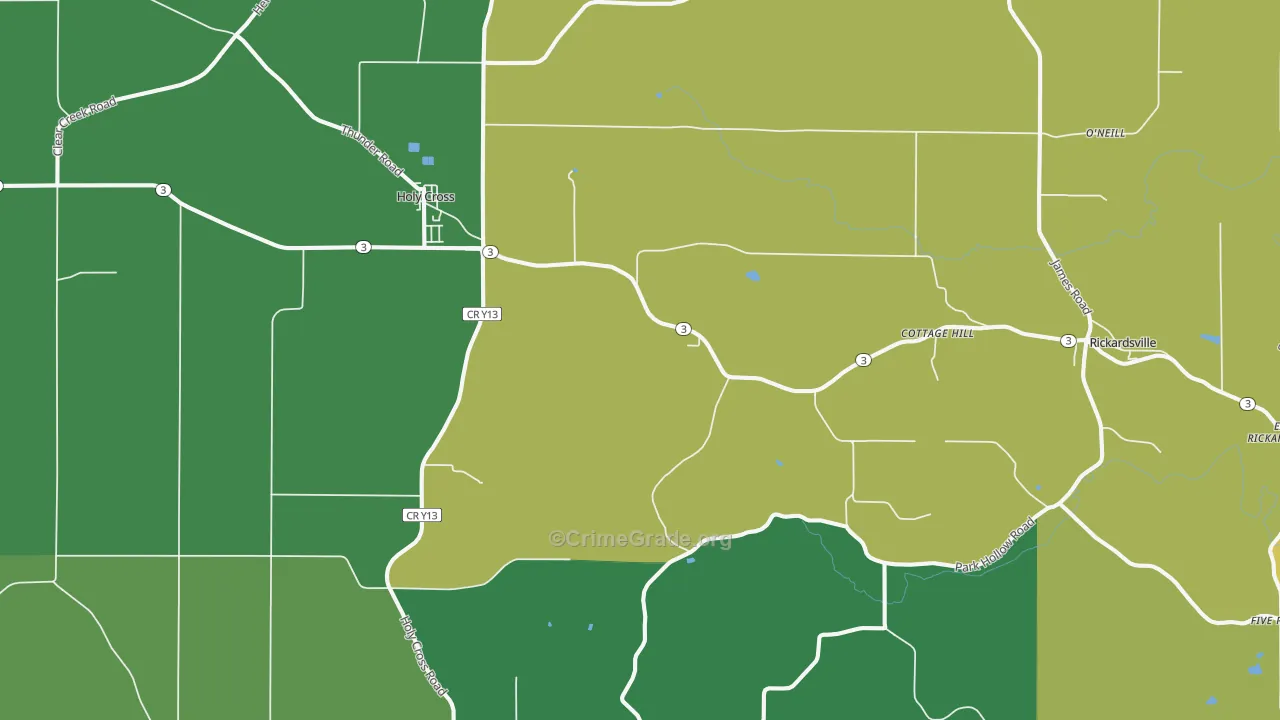 Holy Cross, IA Map of Theft Rates