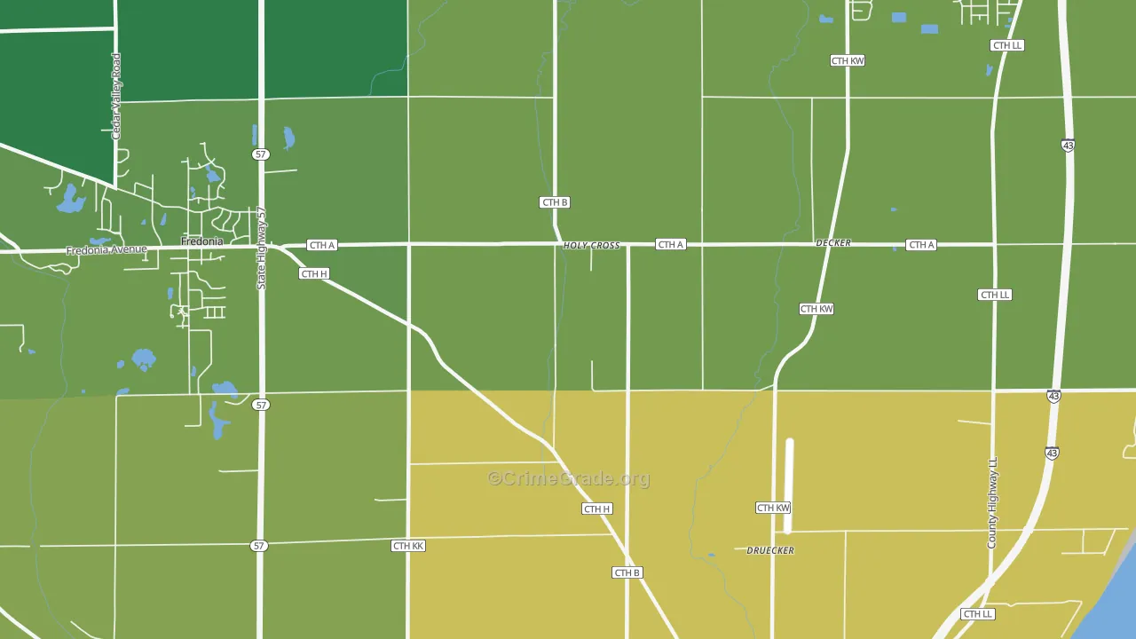 Holy Cross, WI Map of Theft Rates