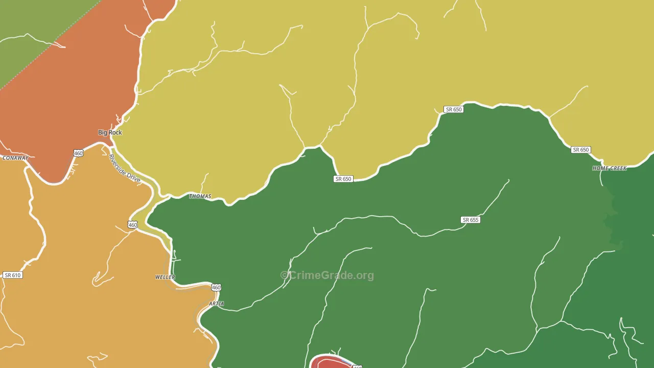 Home Creek, VA Map of Theft Rates