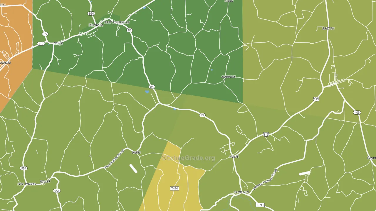 Home, PA Map of Theft Rates