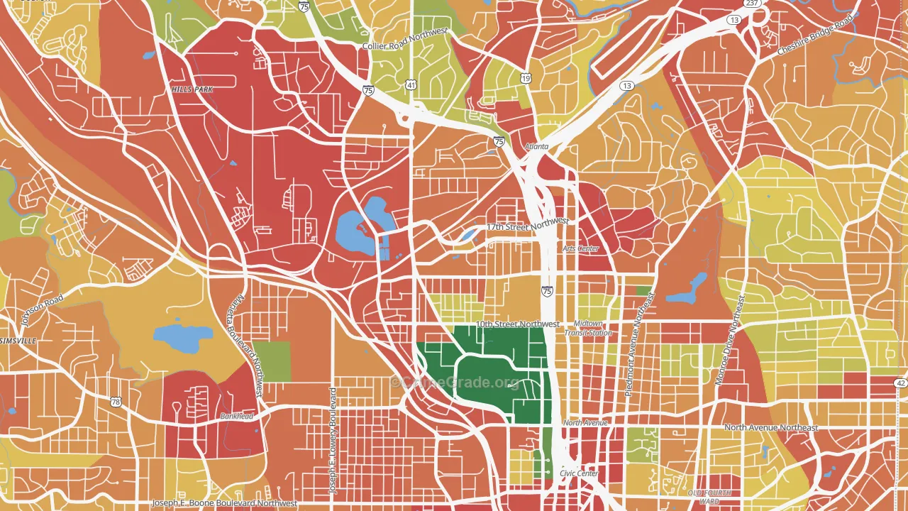 Home Park, Atlanta, GA Map of Theft Rates