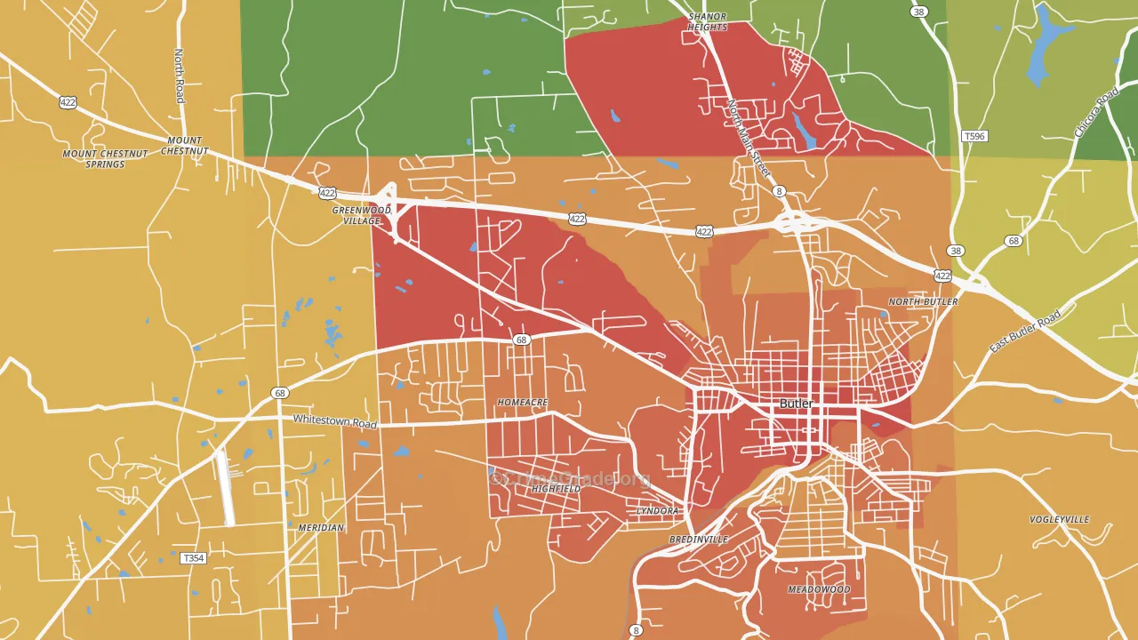 Homeacre-Lyndora, PA Map of Theft Rates