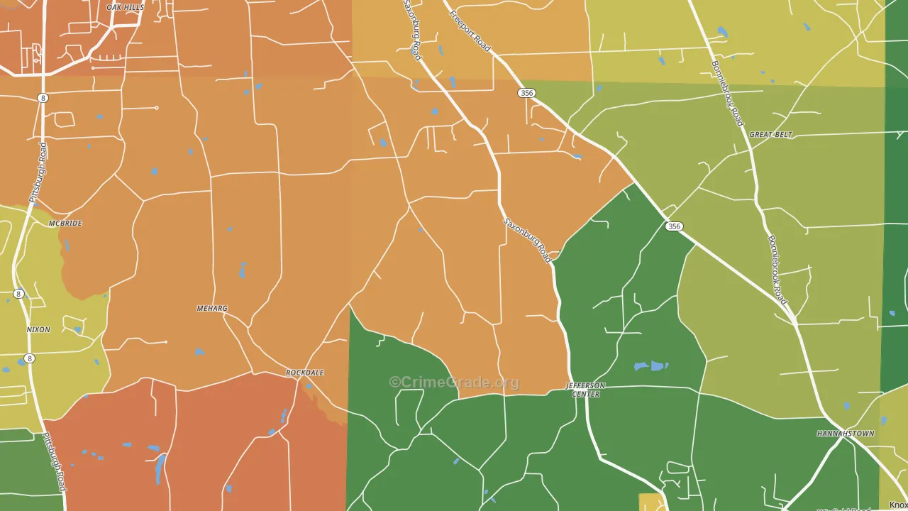 Homeacre, PA Map of Theft Rates