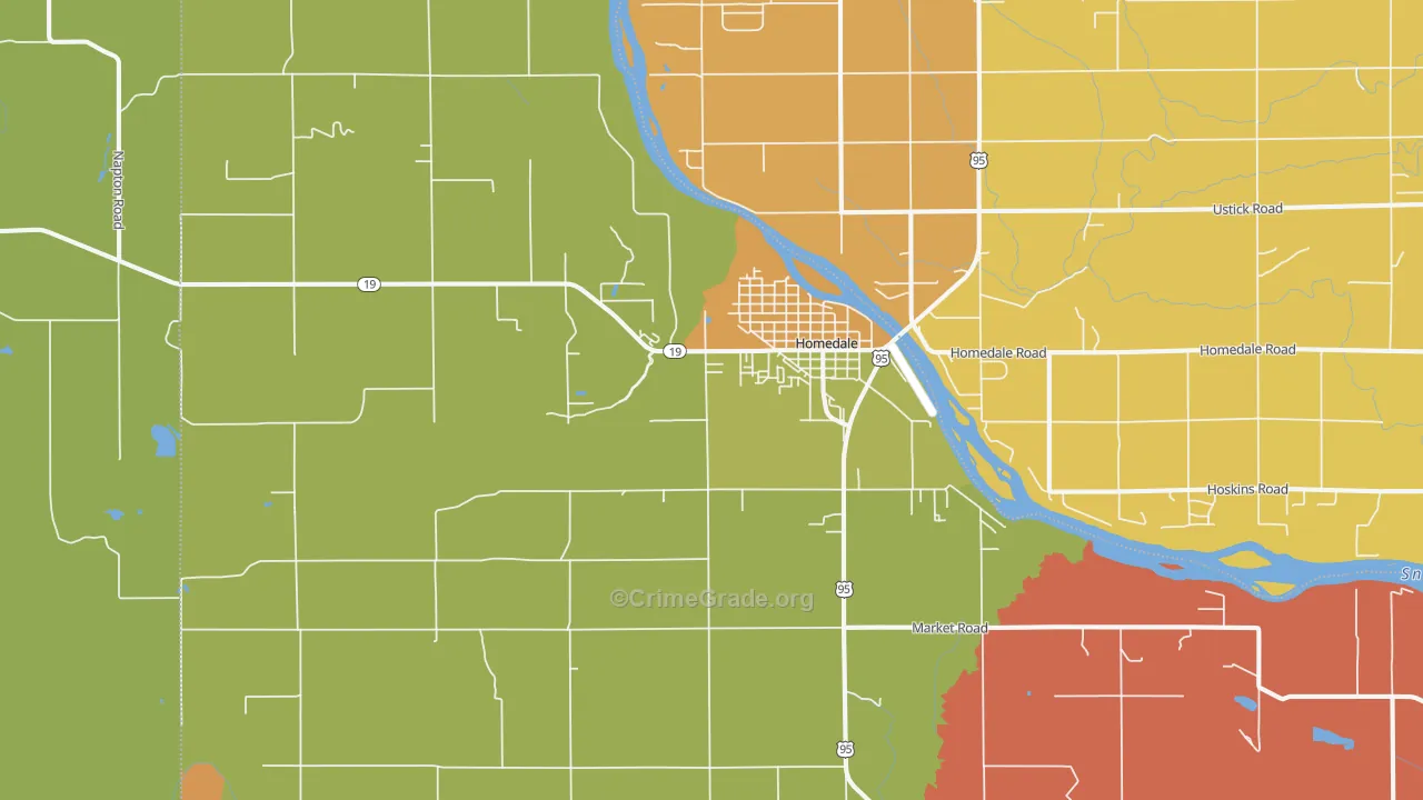 Homedale, ID Map of Theft Rates
