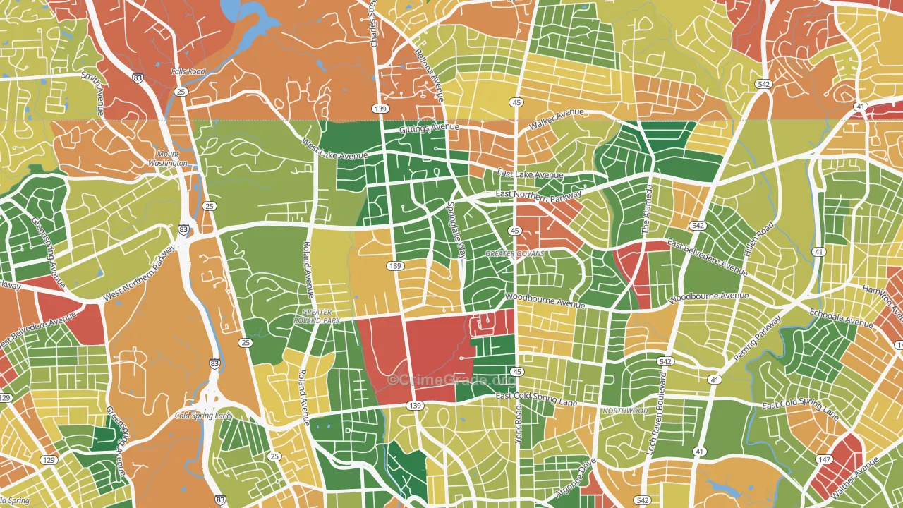 Homeland, Baltimore, MD Map of Theft Rates