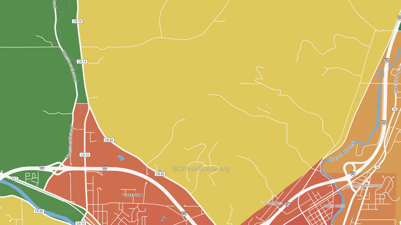 Homer Hill, NY Map of Theft Rates
