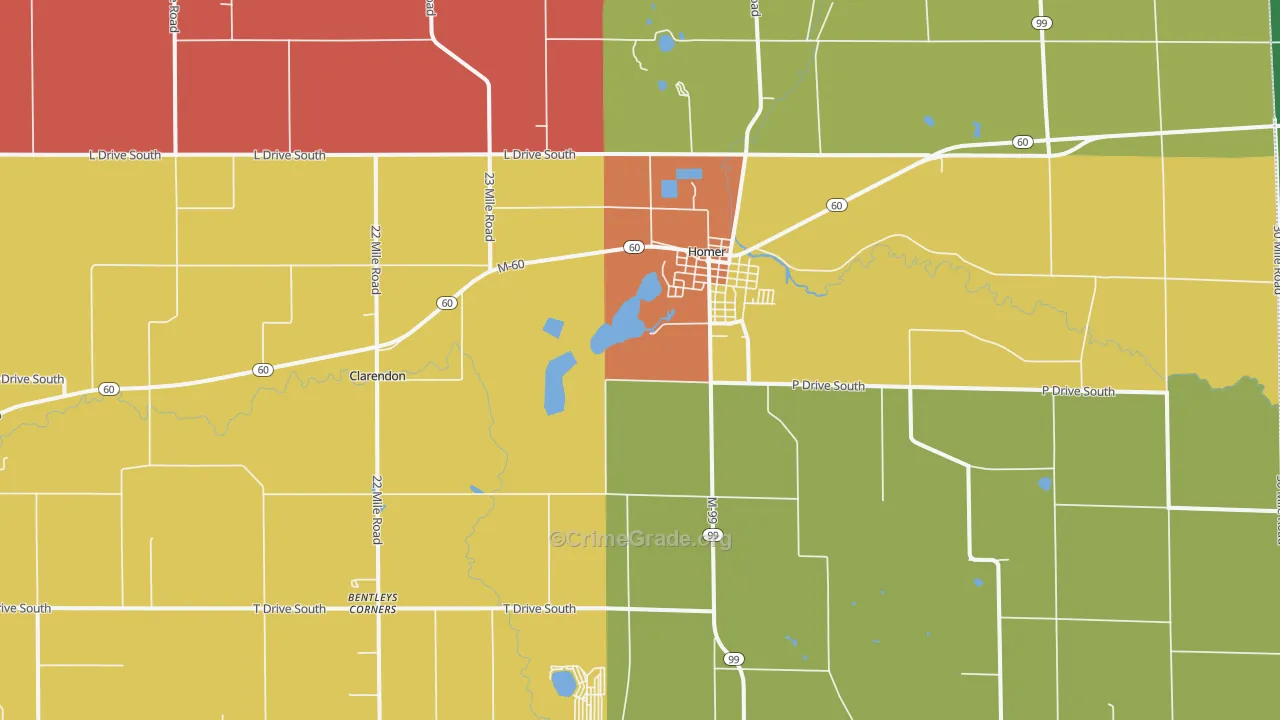 Homer, MI Map of Theft Rates