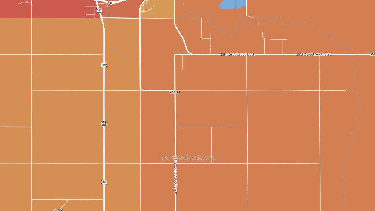Homer, ND Map of Theft Rates