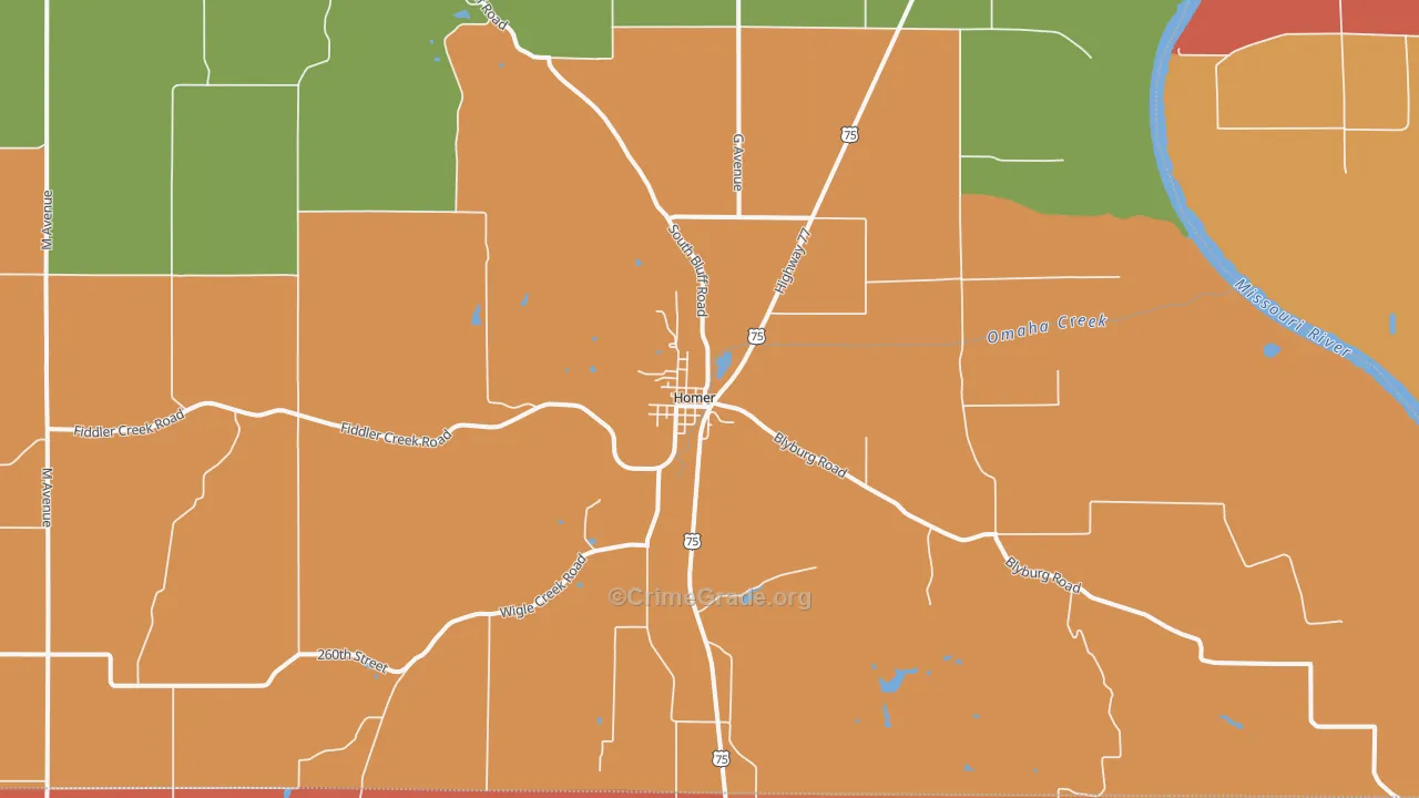 Homer, NE Map of Theft Rates