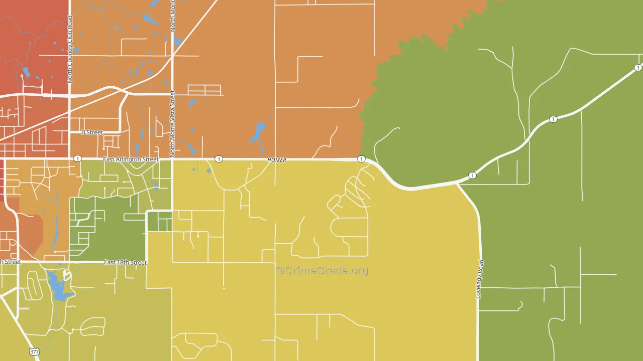 Homer, OK Map of Theft Rates