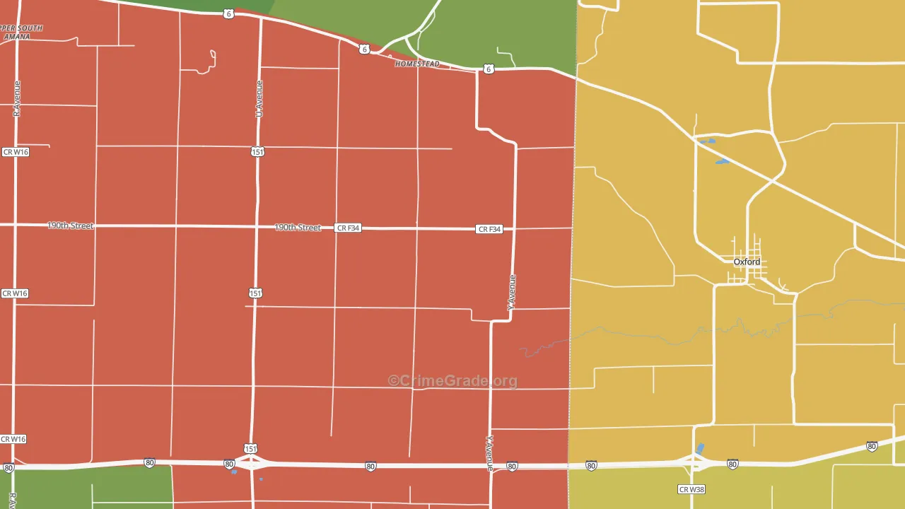 Homestead, IA Map of Theft Rates
