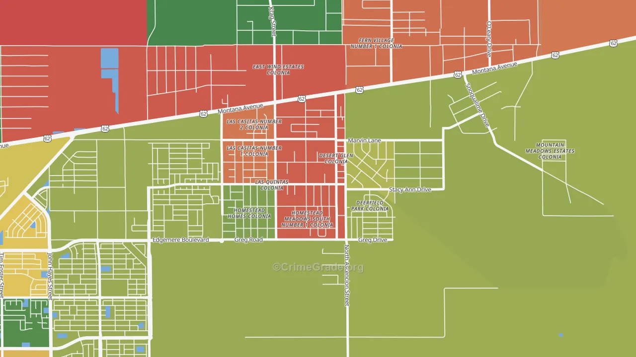 Homestead Meadows South, TX Map of Theft Rates