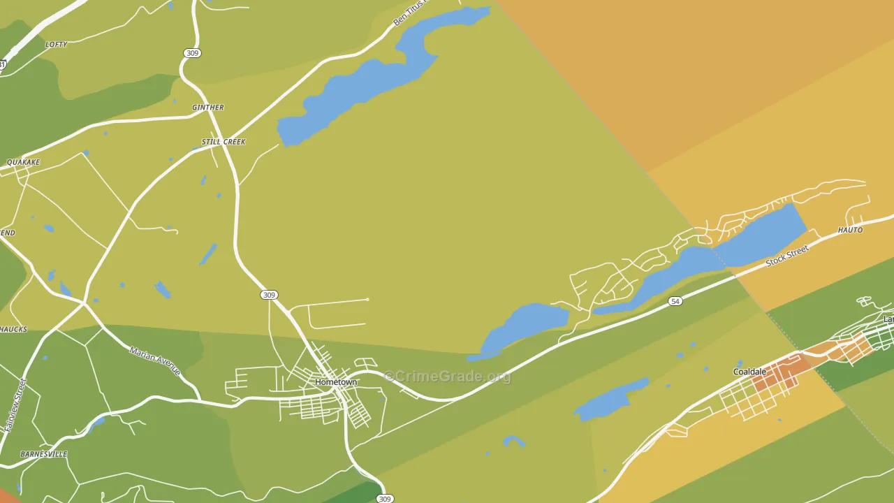 Hometown, PA Map of Theft Rates