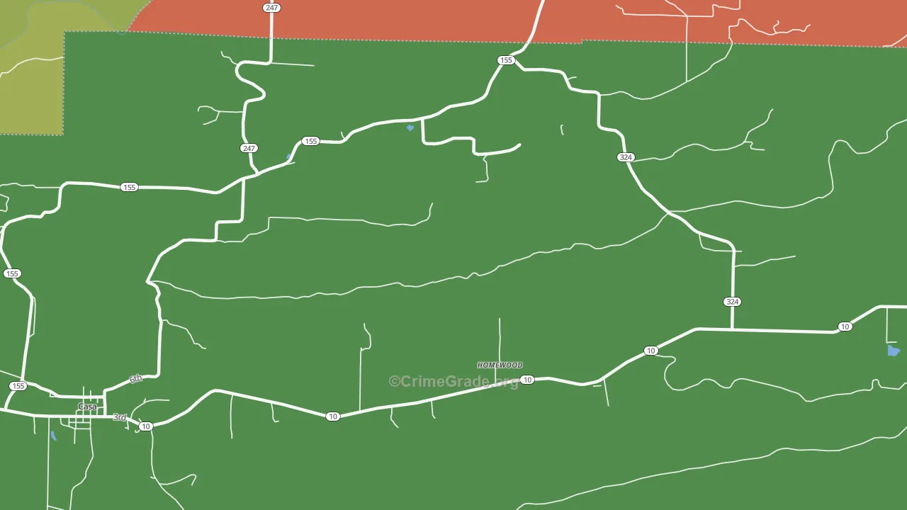 Homewood, AR Map of Theft Rates